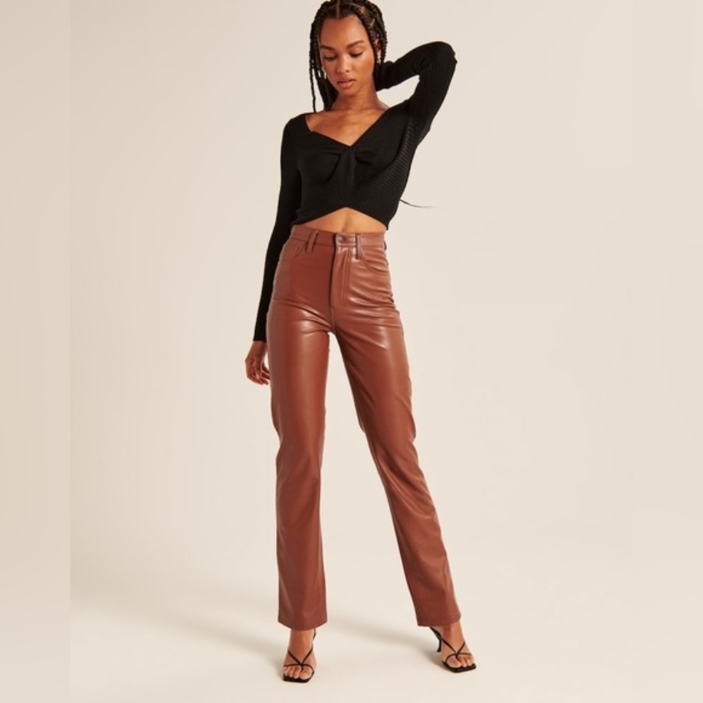 ABERCROMBIE Vegan Leather 90s Straight Ultra High Rise Pants Size 27